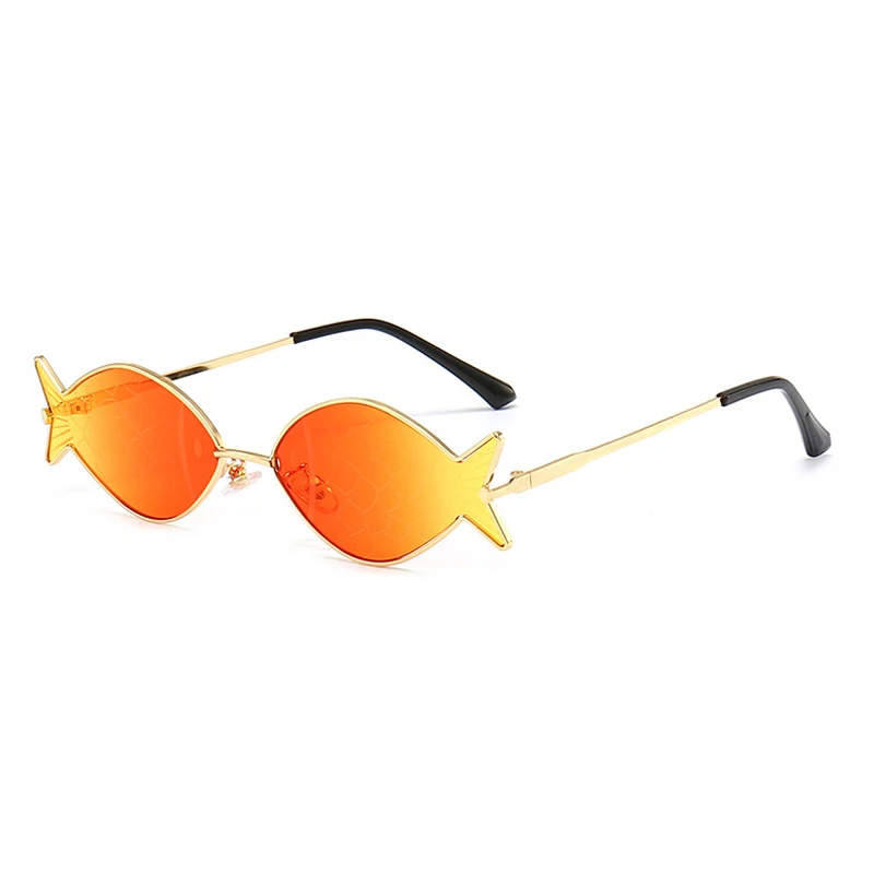 2023 Полигональные Солнцезащитные очки для женщин в металлической оправе в форме рыбы Летний Туризм Уличная съемка Солнцезащитные очки Для мужчин Оттенки уф