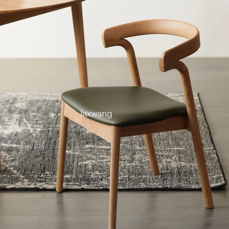 Скандинавский обеденный стул для кухни из массива дерева Бытовой Японский Современный минималистичный Дизайнерский обеденный стул из ясеня Мягкий стул-мешок