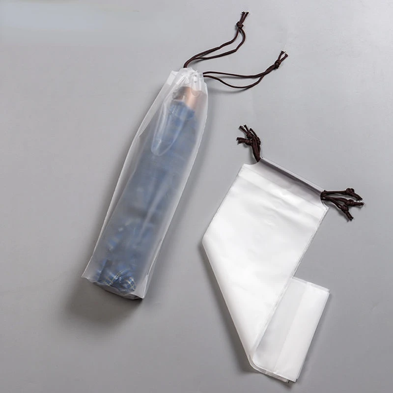 1шт Прозрачный пластиковый пакет Сумка для хранения зонтиков Водонепроницаемый шнурок Многоразовый Портативный Органайзер для домашней упаковки зонтиков