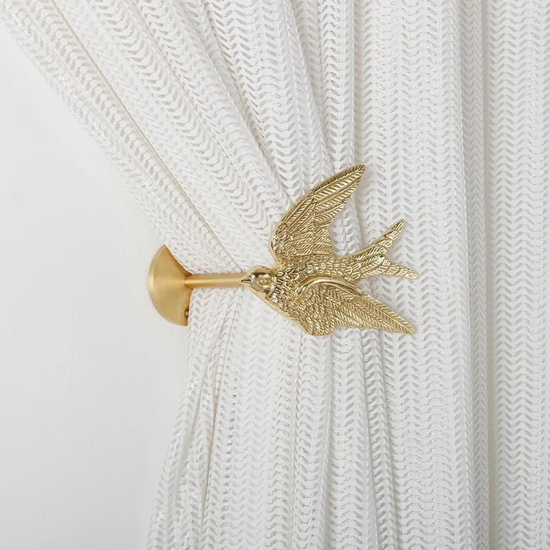 Скандинавский винтажный латунный настенный крючок для штор, настенный крючок-ласточка, американская креативная гостиная, спальня, простой крючок для пальто и шляпы