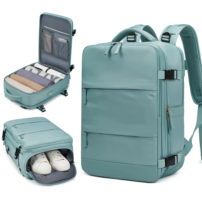 Женский дорожный рюкзак для девочек-подростков, USB-зарядка, деловой рюкзак для ноутбука с сумкой для обуви, 15,6-дюймовый водонепроницаемый школьный рюкзак