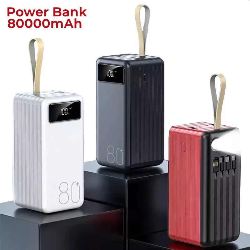 80000mAh Kapazität BatterieLadegerät Power Bank Gebaut-in Daten Linie 4 USB Ausgänge Mit LedDigital DisplayTragbare powerStation