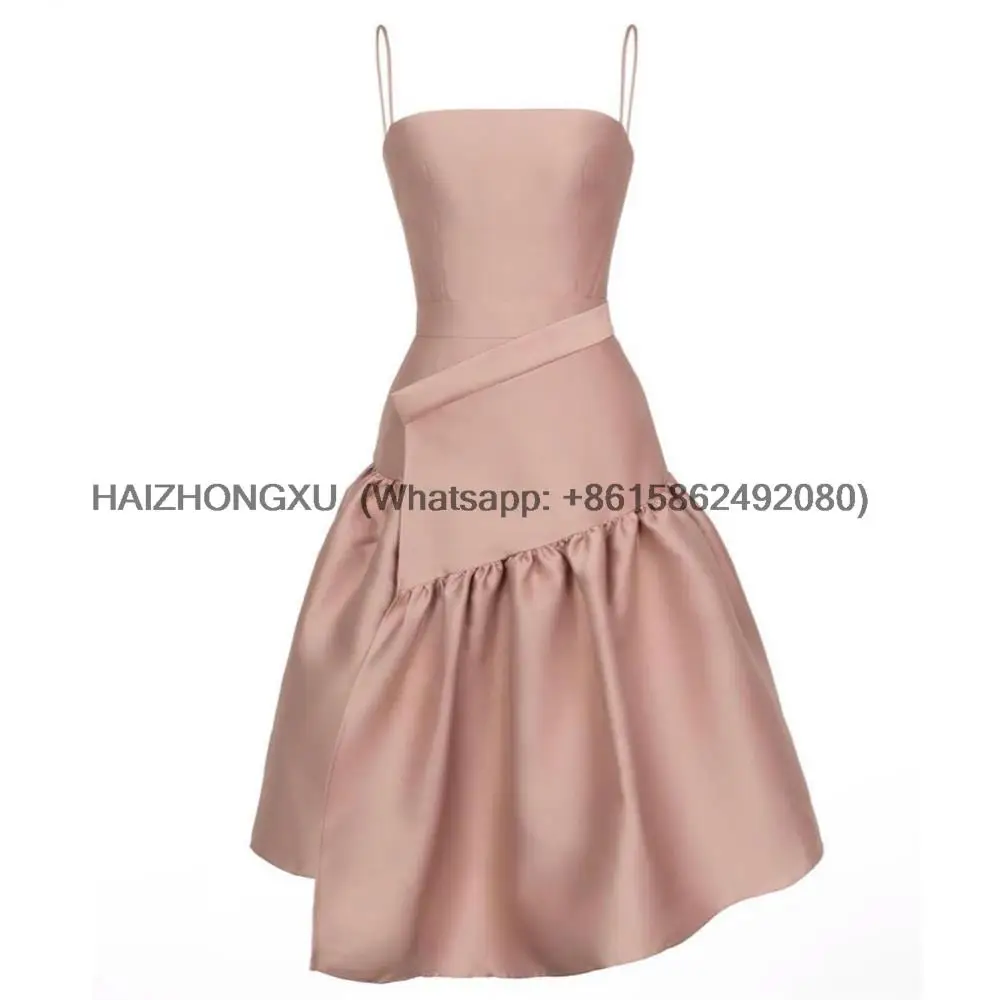 Пыльно-розовые короткие платья для выпускного вечера, бретельки длиной до колен, женское коктейльное платье, вечерняя одежда, Robe de soiree